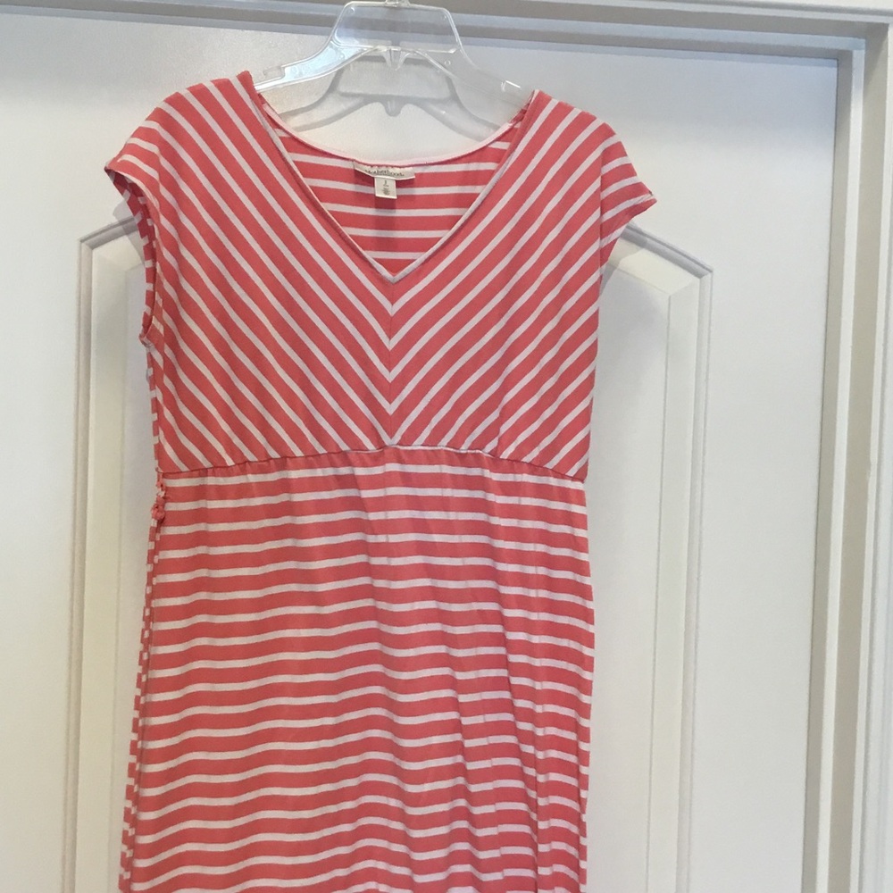 Motherhood Maternity Coral and White Striped Tee